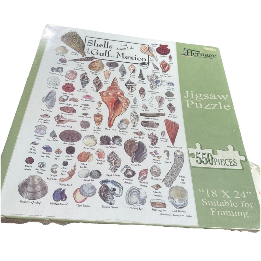 Heritage Puzzle -Shells of the Gulf Of Mexico 550 pc Puzzle New Sealed 18x24